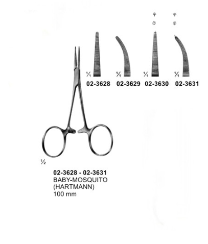 BABY MOSQUITO HAEMOSTATIC FORCEPS STRAIGHT 1×2 TEETH, 10 CM STAINLESS STEEL  